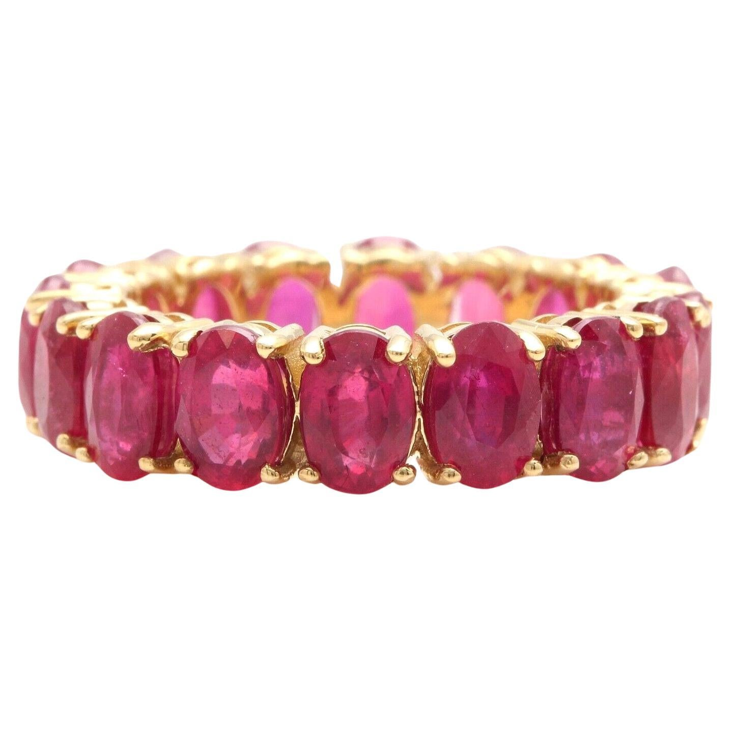 9.50Ct Natural Ruby 14K Solid Yellow Gold Eternity Ring For Sale