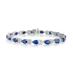 9.50ct Pear Shape Sapphire & Round Diamond Bracelet in 14KT Gold