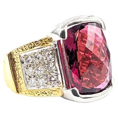 Bague en or bicolore avec tourmaline rubellite de 9,50ct et diamant de 0,36ctw