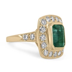 9.50tcw 14k-18k Large Natural Emerald-Emerald Cut & Diamond Halo Accent