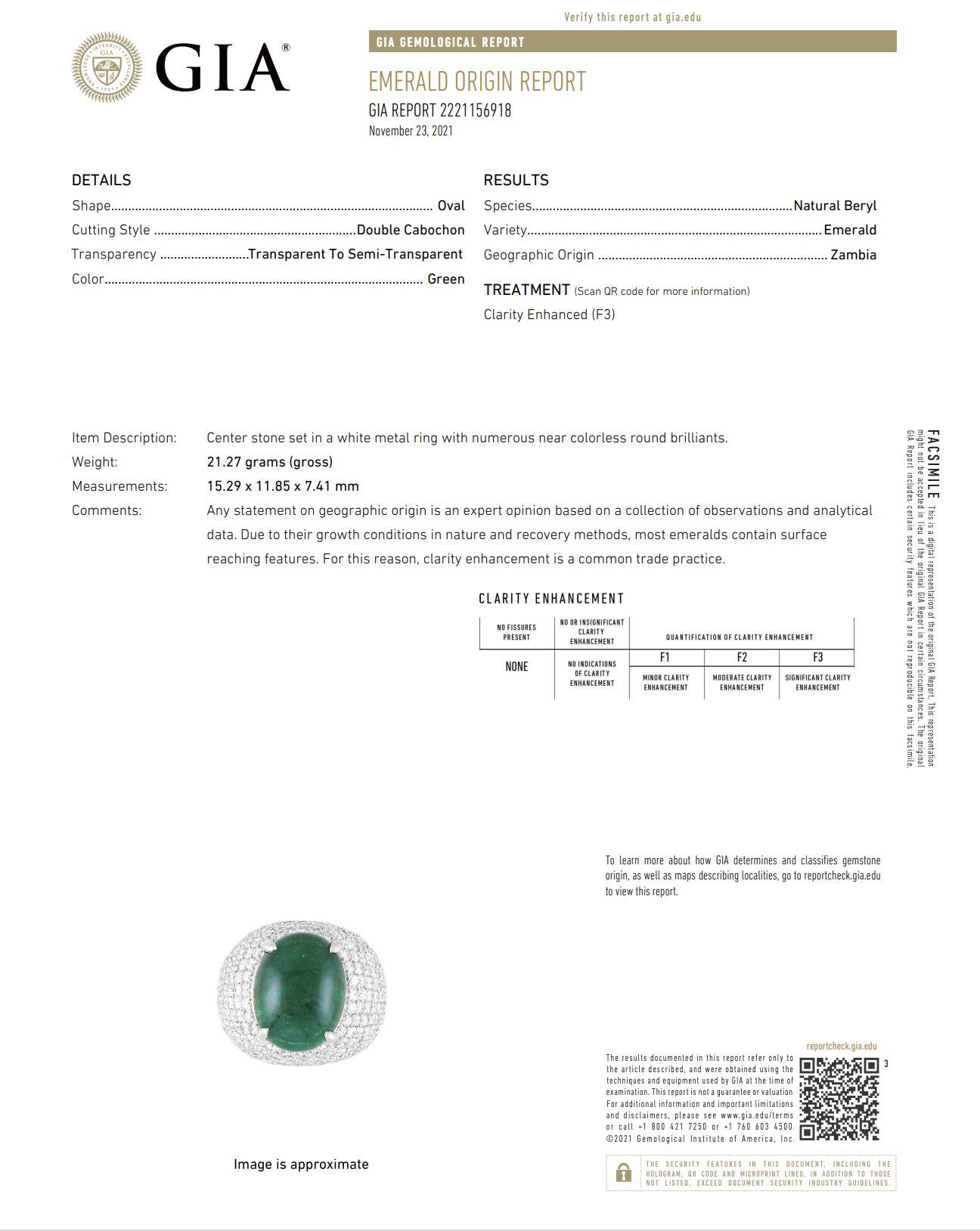 9.51 Carat Emerald GIA and Diamond Pave Platinum Dome Ring Estate Fine Jewelry For Sale 2