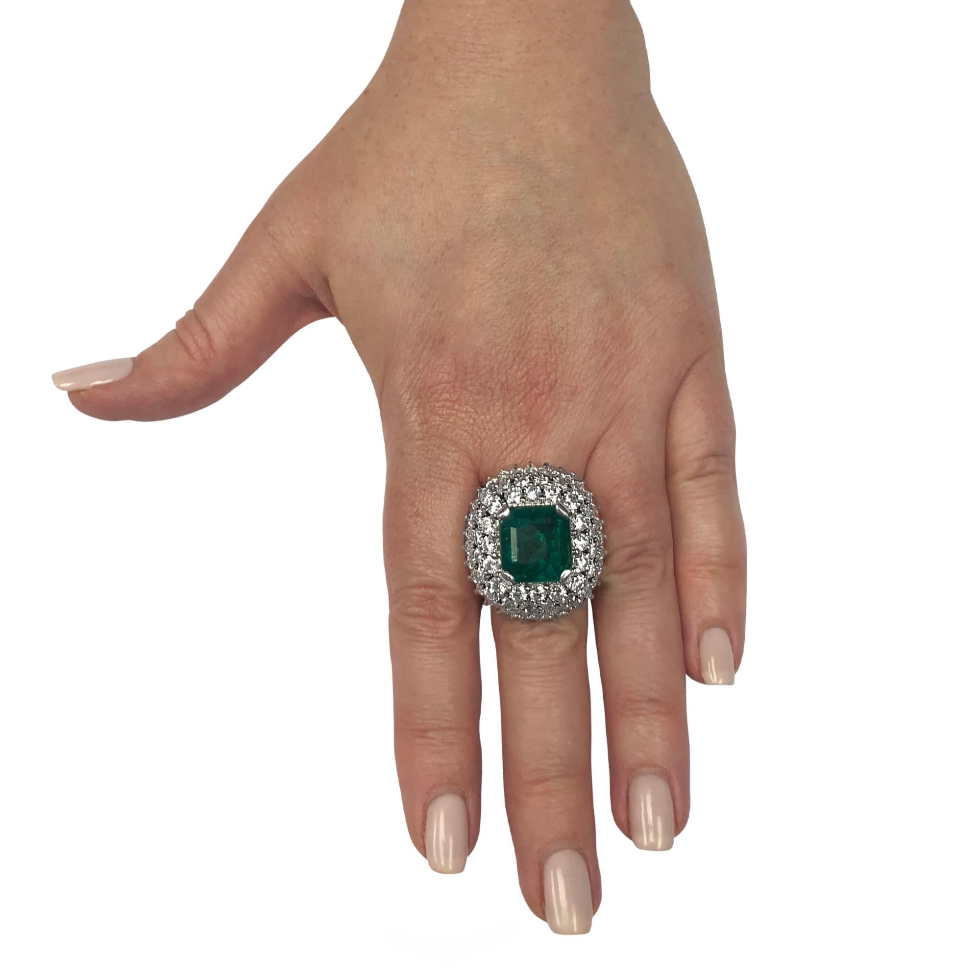 Modern 9.51 Carat Emerald and Diamond Ring
