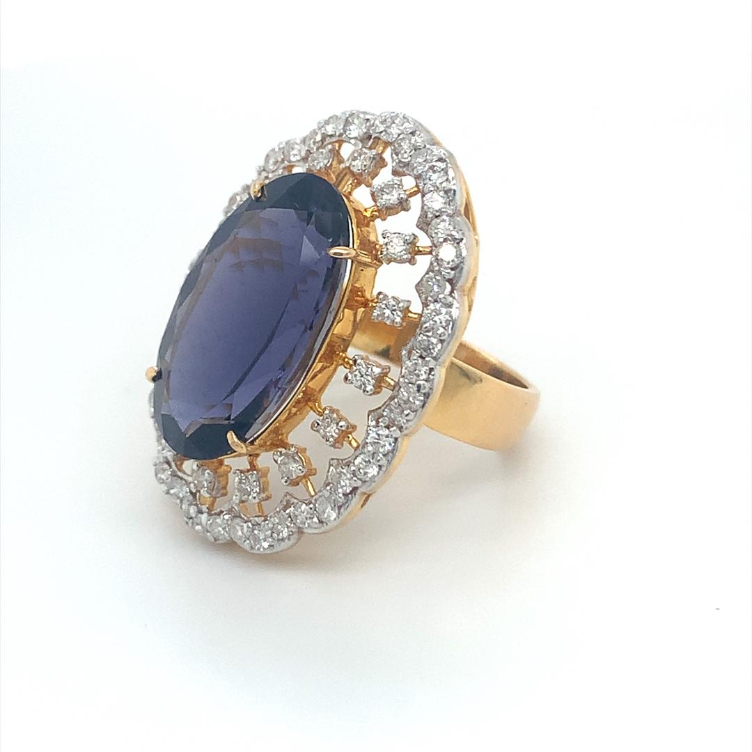 9.51 Carat Iolite Diamond Ring In New Condition For Sale In New York, NY