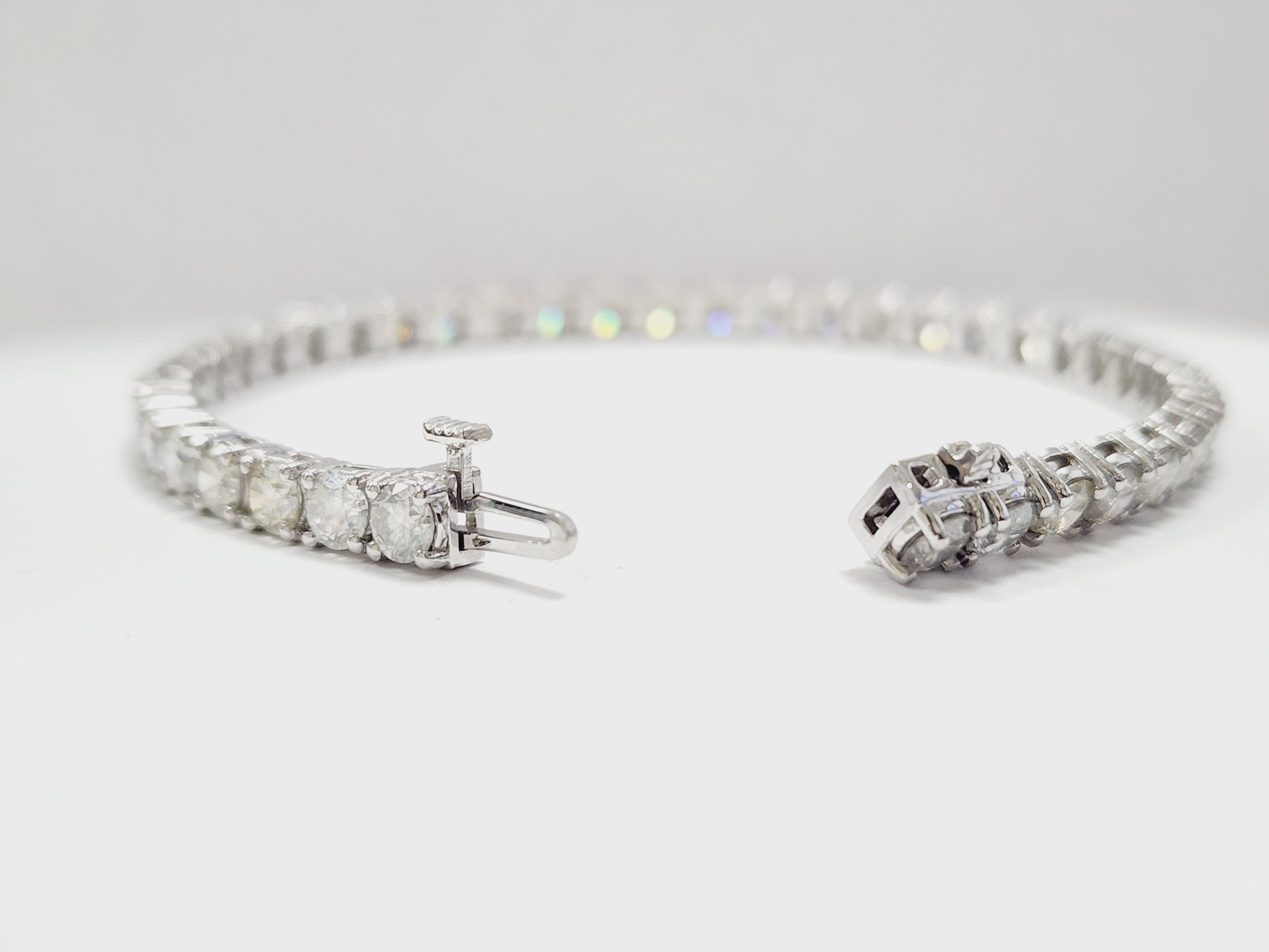 9,51 Karat natürliches Diamant-Tennisarmband aus 14 Karat Weißgold (Brillantschliff)