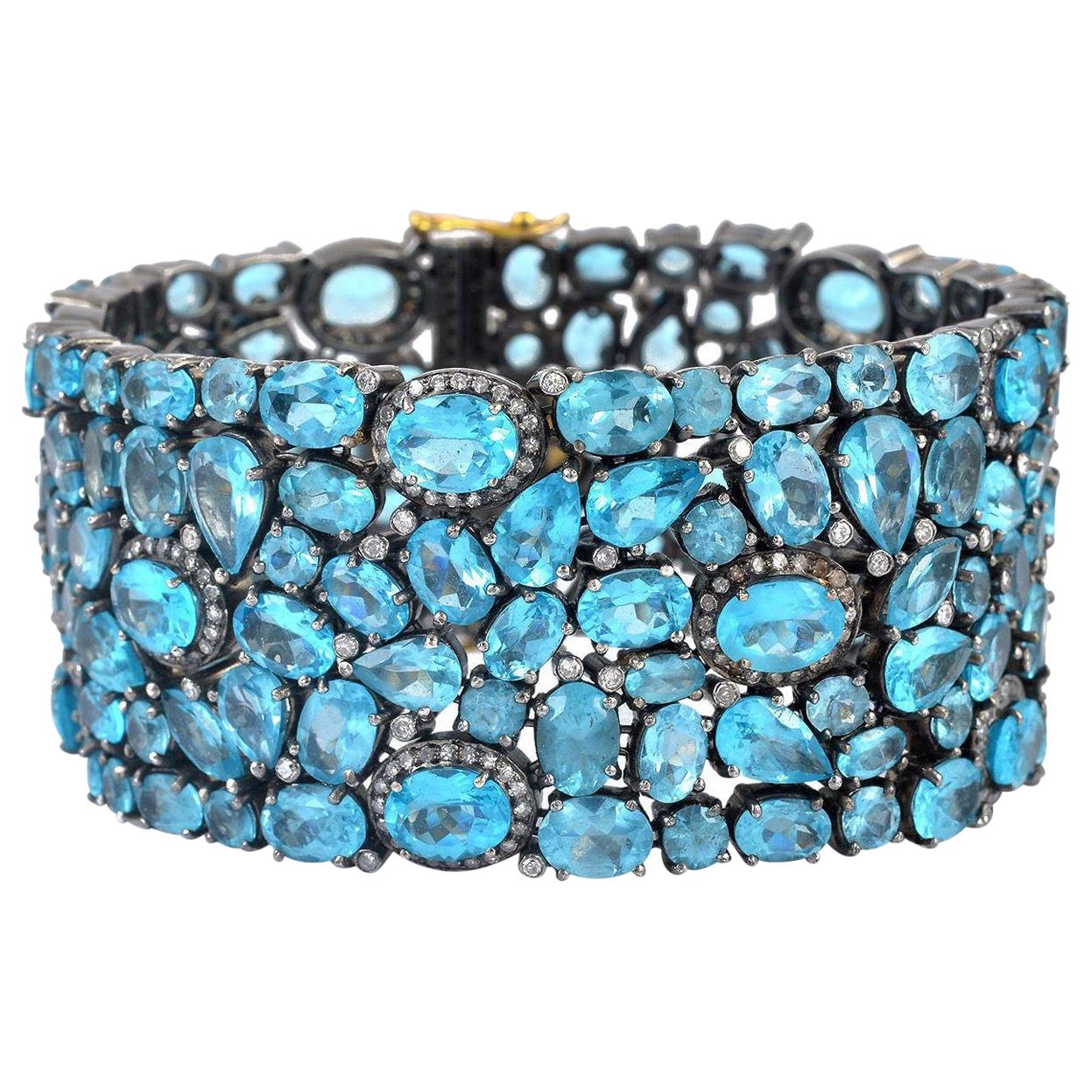 95.1 Carat Apatite Diamond Bracelet