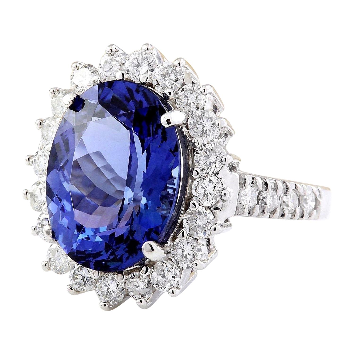 9.51 Carat  Tanzanite 18K Solid White Gold Diamond Ring
Item Type: Ring
Item Style: Engagement
Material: 18K White Gold
Mainstone: Tanzanite
Stone Color: Blue
Stone Weight: 8.11 Carat
Stone Shape: Oval
Stone Quantity: 1
Stone Dimensions: 14.30x10.85