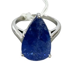 9.51 ctw No-Heat Pear-Shaped Blue Sapphire Ring in Platinum