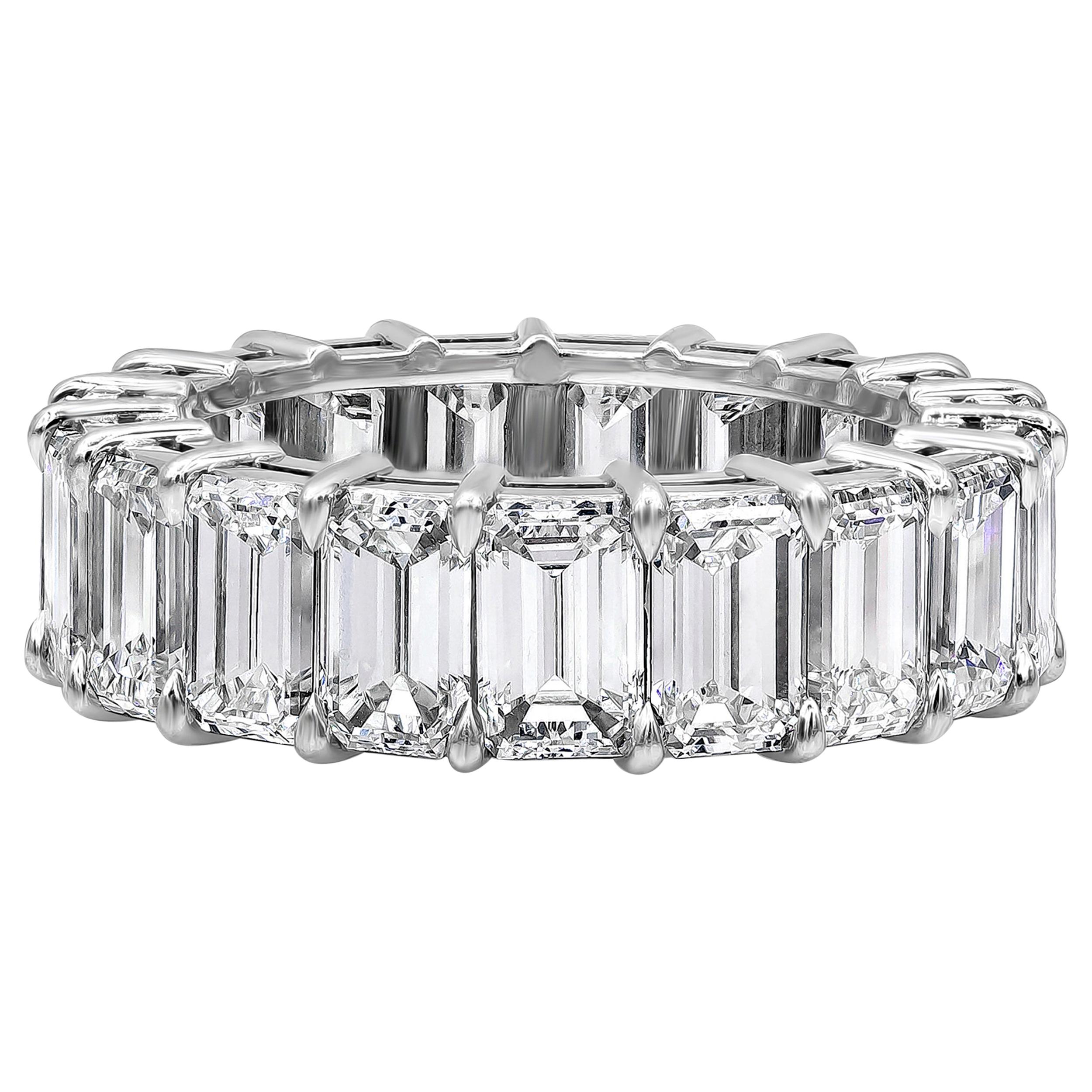 Roman Malakov 9.52 Carats Total Emerald Cut Diamond Eternity Wedding Band For Sale