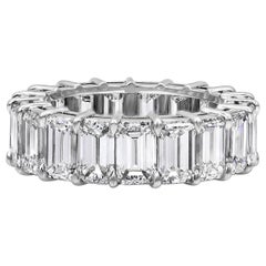 Roman Malakov 9.52 Carats Total Emerald Cut Diamond Eternity Wedding Band