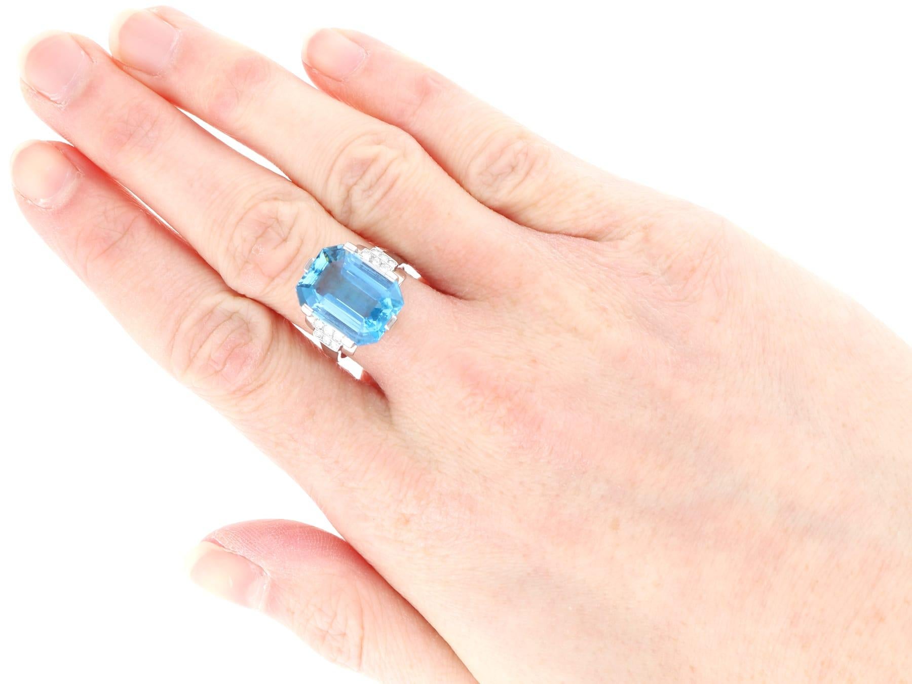 9.53 Carat Aquamarine 0.32 Carat Diamond Platinum Ring by Boucheron Circa 1935 5