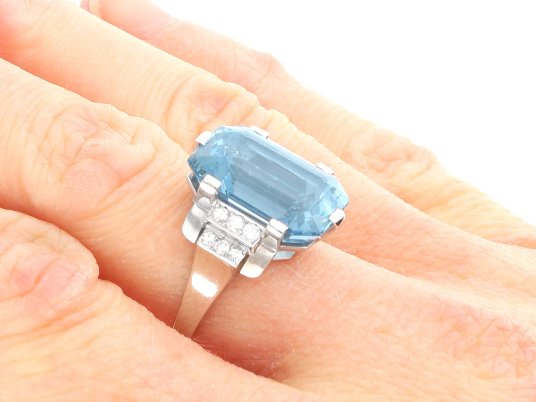9.53 Carat Aquamarine 0.32 Carat Diamond Platinum Ring by Boucheron Circa 1935 6