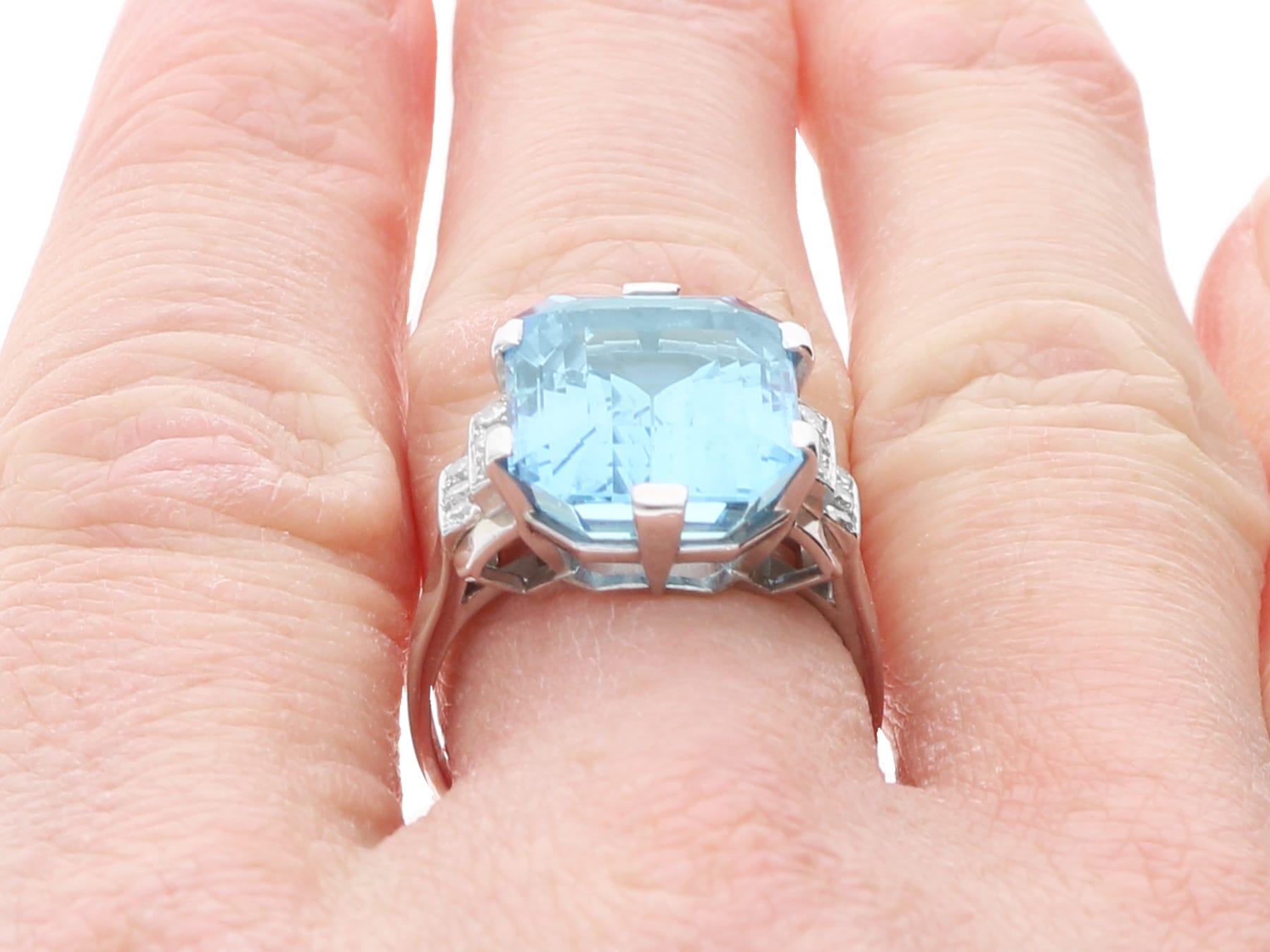 9.53 Carat Aquamarine 0.32 Carat Diamond Platinum Ring by Boucheron Circa 1935 7