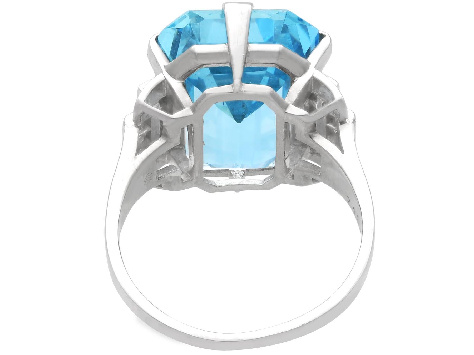 9.53 Carat Aquamarine 0.32 Carat Diamond Platinum Ring by Boucheron Circa 1935 1