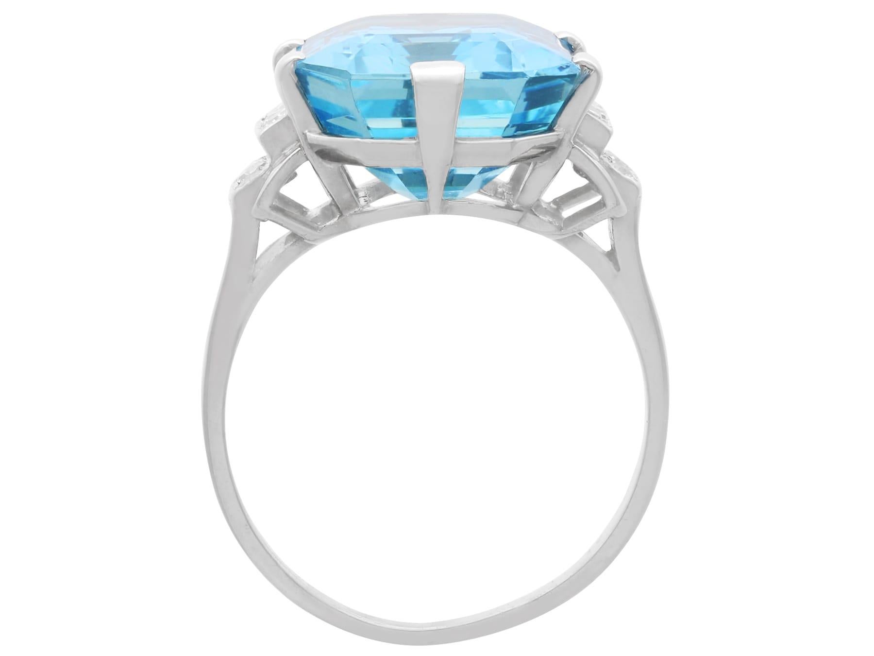 9.53 Carat Aquamarine 0.32 Carat Diamond Platinum Ring by Boucheron Circa 1935 2