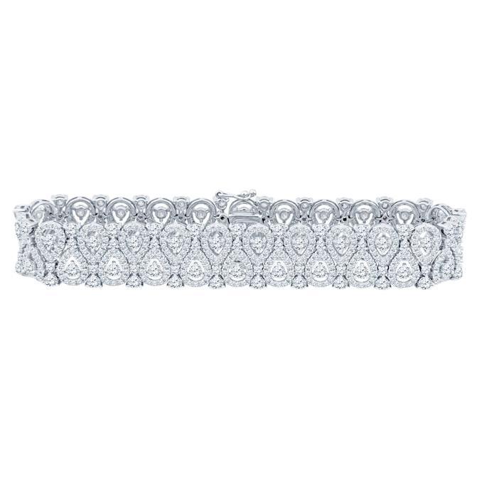 9.53 Carat Total Weight Round Diamond Pear Shaped Halo Bracelet For Sale