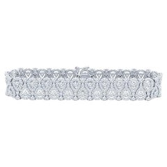 9.53 Carat Total Weight Round Diamond Pear Shaped Halo Bracelet