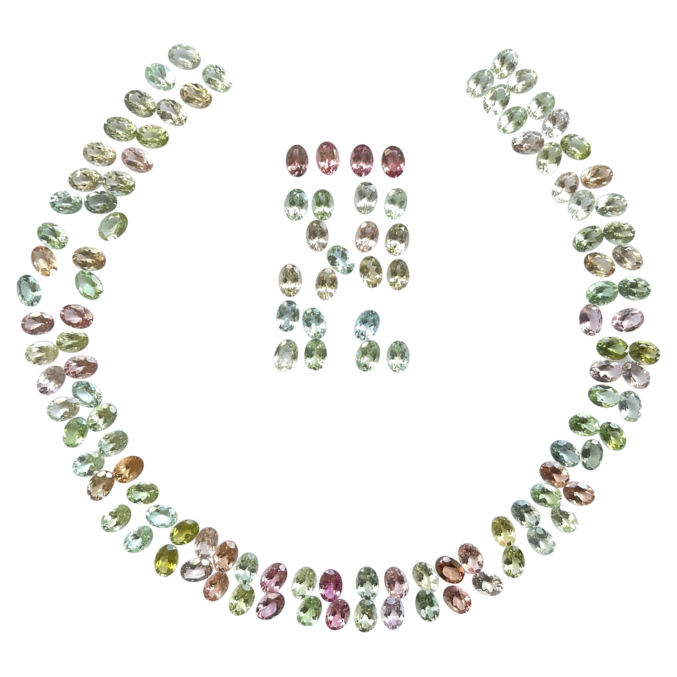 95.35 Carats Oval Tourmaline Layout Suite Faceted Cutstones Natural Gem