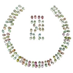 95.35 Carats Oval Tourmaline Layout Suite Faceted Cutstones Natural Gem