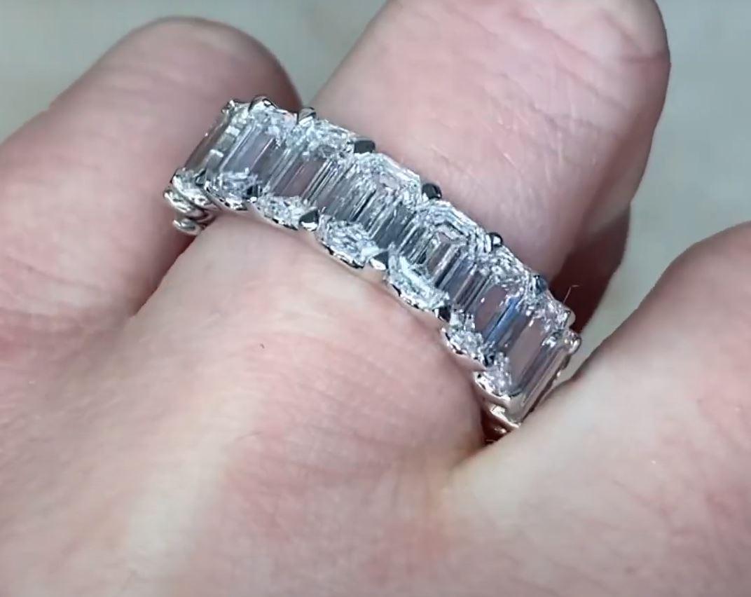 9,53ct Smaragdschliff Diamant Eternity Band Ring, G Farbe, Platin im Angebot 1