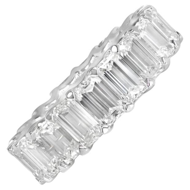 9.53ct Emerald Cut Diamond Eternity Band Ring, G Color, Platinum For Sale
