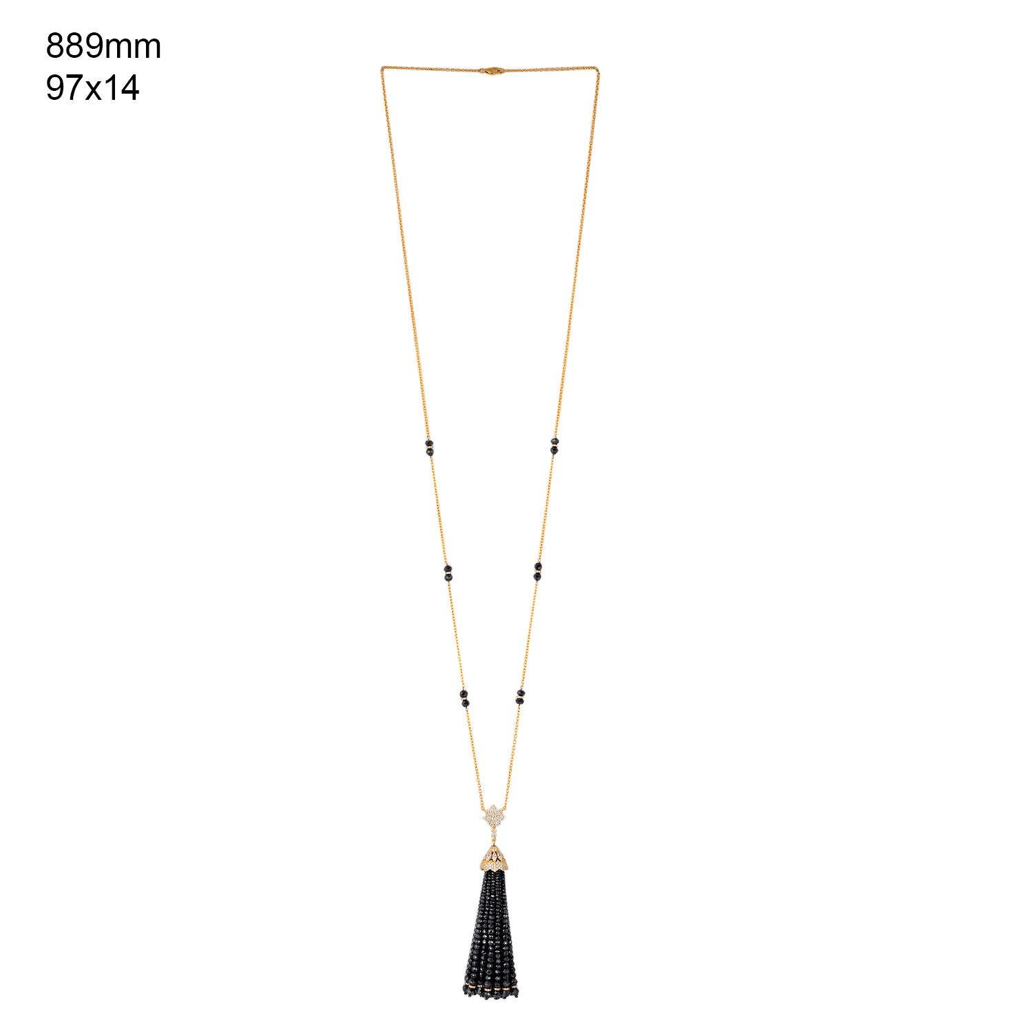 A stunning tassel necklace is handmade in 18K gold and set in 95.42 carats of glimmering diamonds. 

FOLLOW  MEGHNA JEWELS storefront to view the latest collection & exclusive pieces.  Meghna Jewels is proudly rated as a Top Seller on 1stdibs with 5
