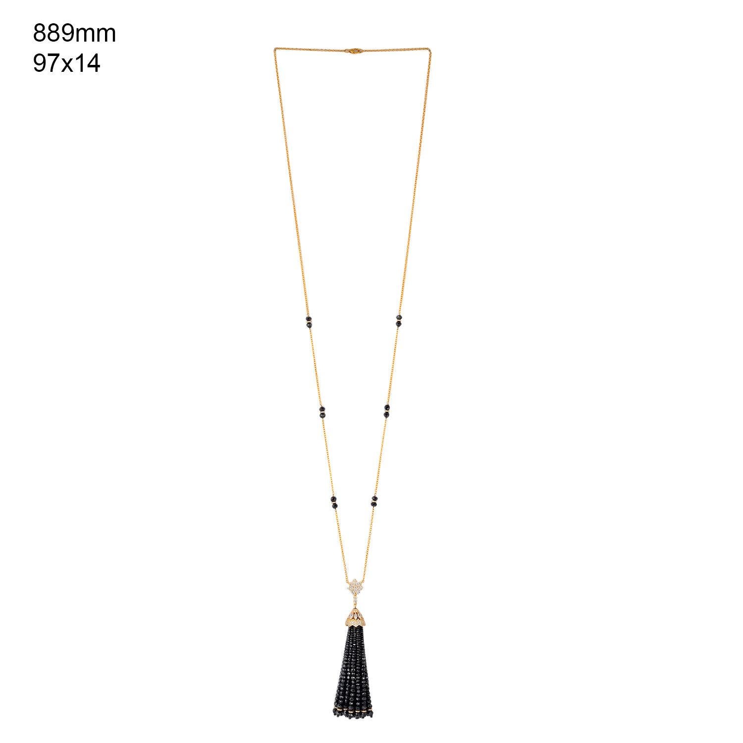 Artisan 95.42 Carat Diamond 18 Karat Gold Tassel Necklace For Sale