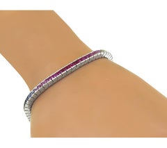 9.54ct Multi Color Sapphire 18k White Gold Line Bracelet