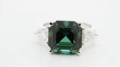 9.55 Carat Afghan Tourmaline and Bullet Diamond Ring in 18K White Gold