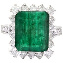 what type of solid is diamond Exquisite Natural Emerald Diamond Ring In 14 Karat Solid White Gold