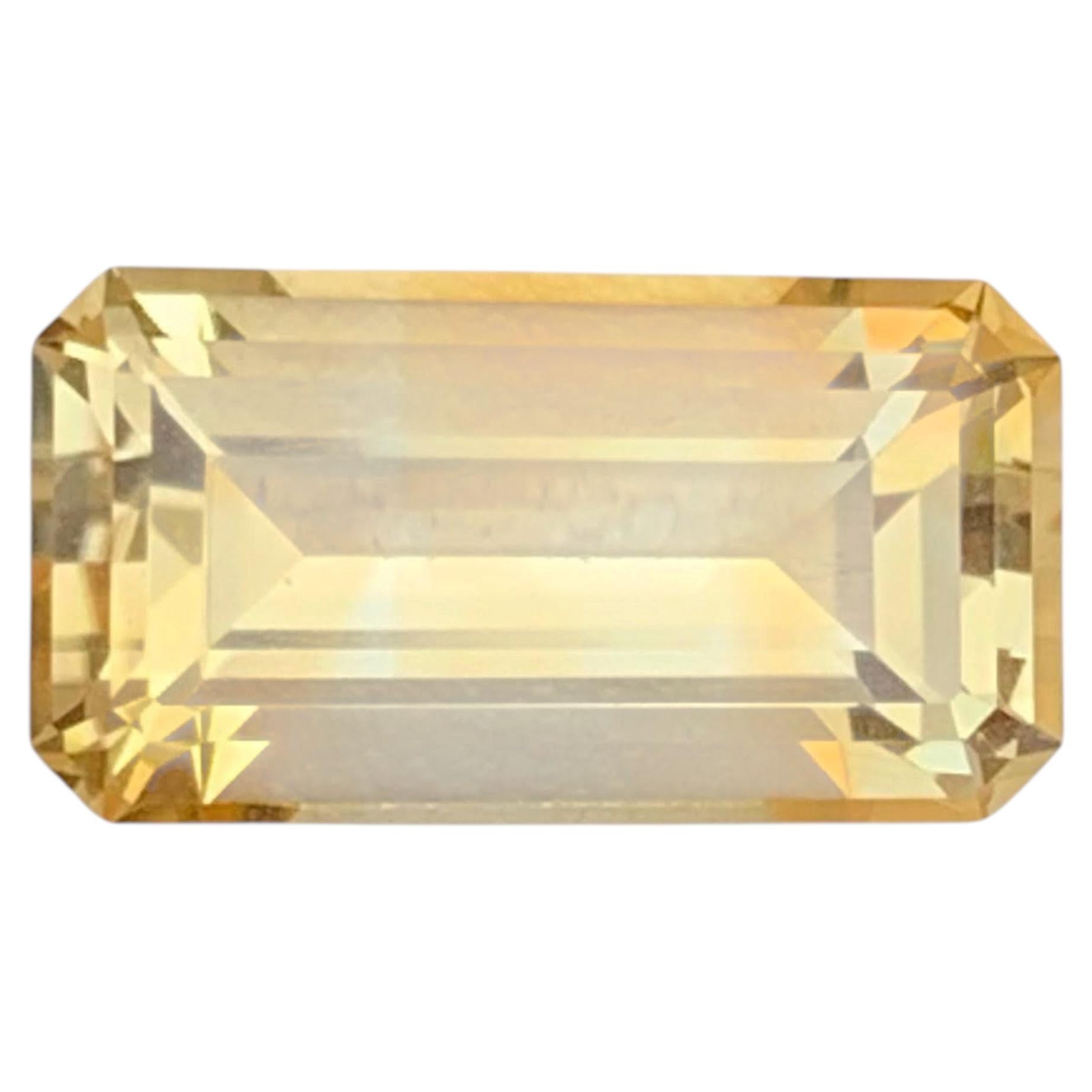Citrine naturelle de 9,55 carats, couleur dorée, taille émeraude, pierre précieuse « Bazillion »