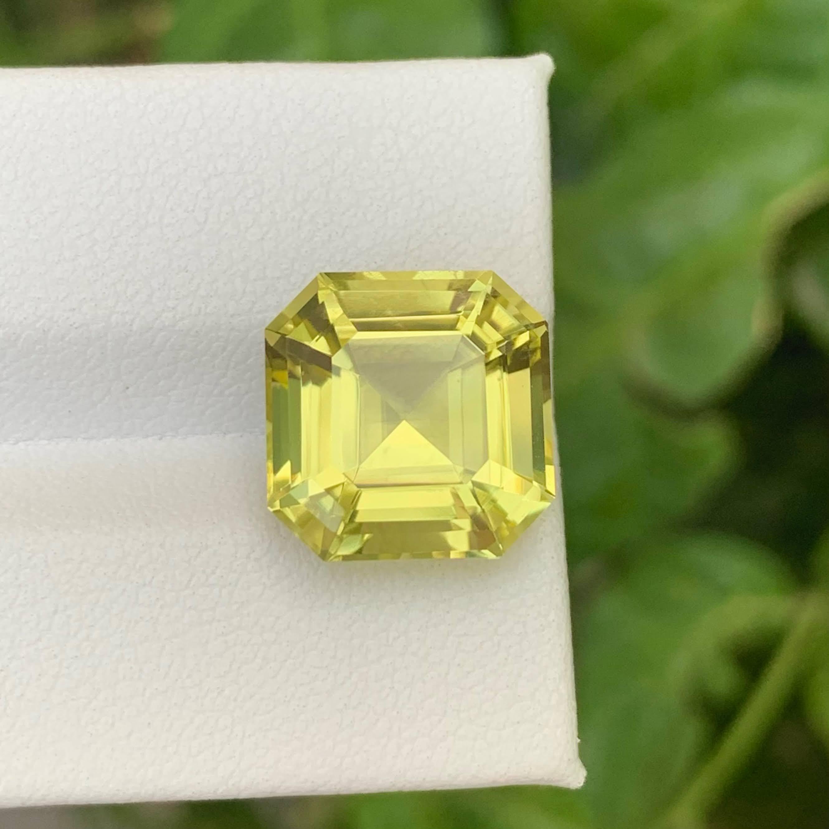 9,55 Karat Natürlicher Loser Gelber Zitronenquarz Stein Asscher Schliff Afrikanischer Edelstein (Moderne) im Angebot