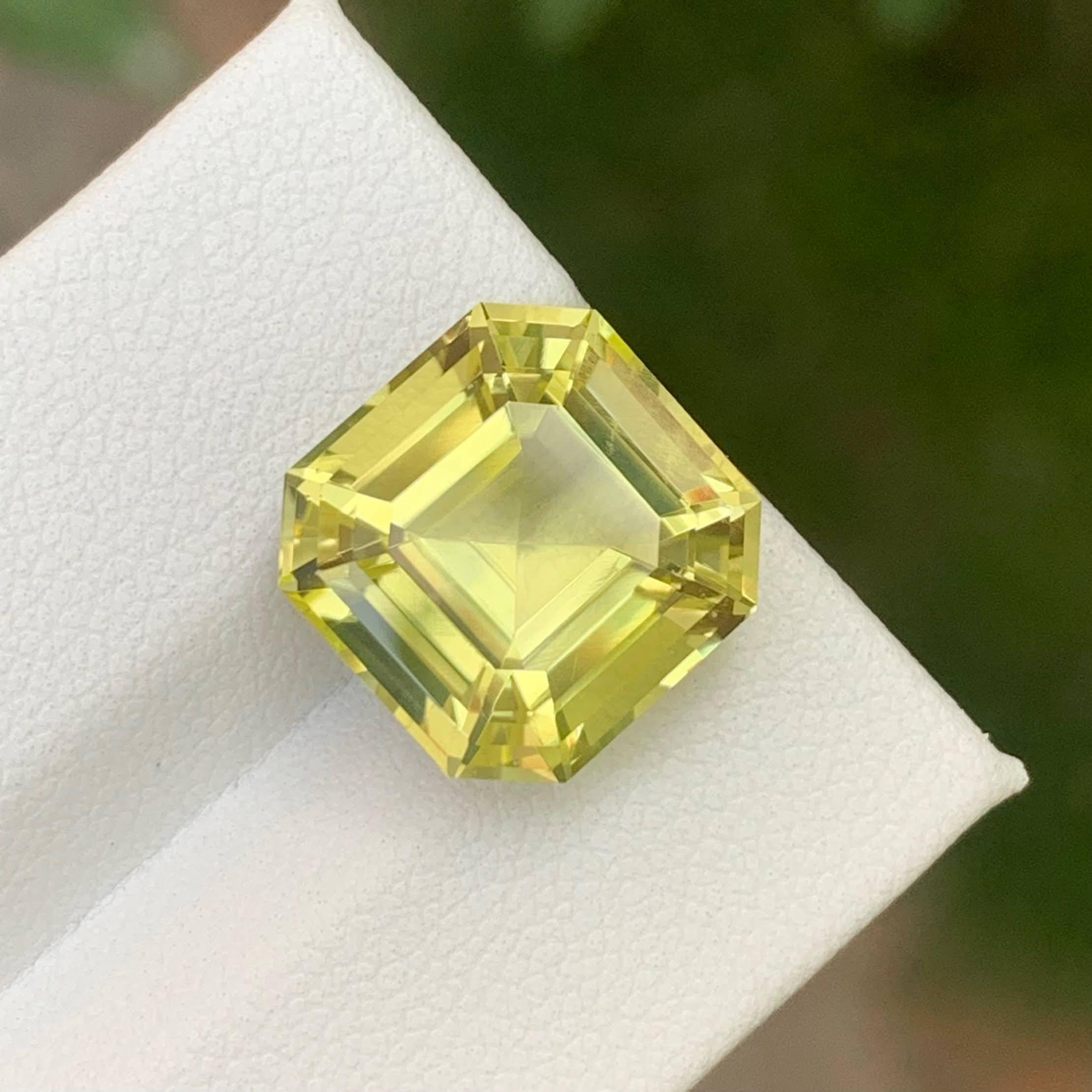 9,55 Karat Natürlicher Loser Gelber Zitronenquarz Stein Asscher Schliff Afrikanischer Edelstein (Asscher-Schliff) im Angebot