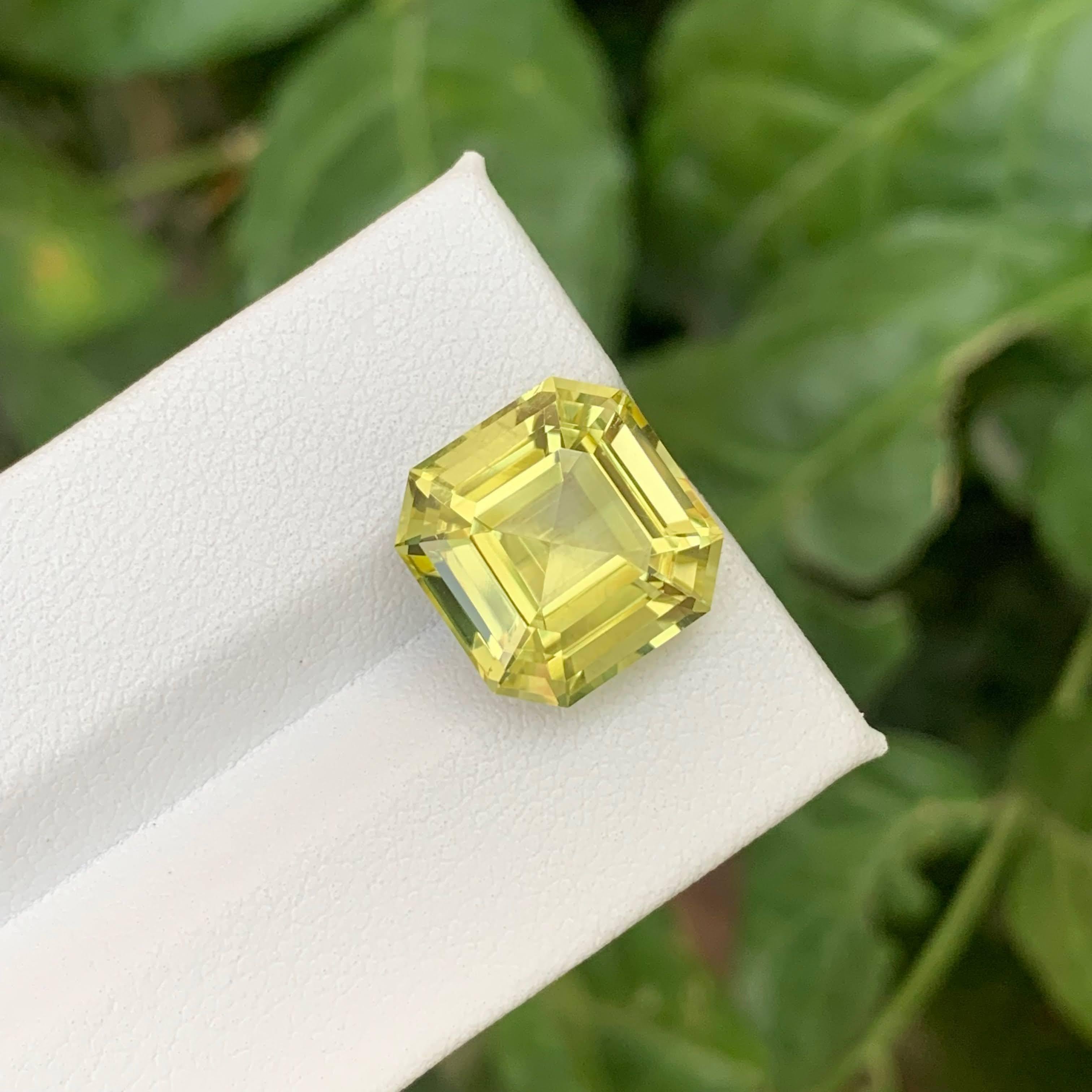 9,55 Karat Natürlicher Loser Gelber Zitronenquarz Stein Asscher Schliff Afrikanischer Edelstein im Zustand „Neu“ im Angebot in Bangkok, TH