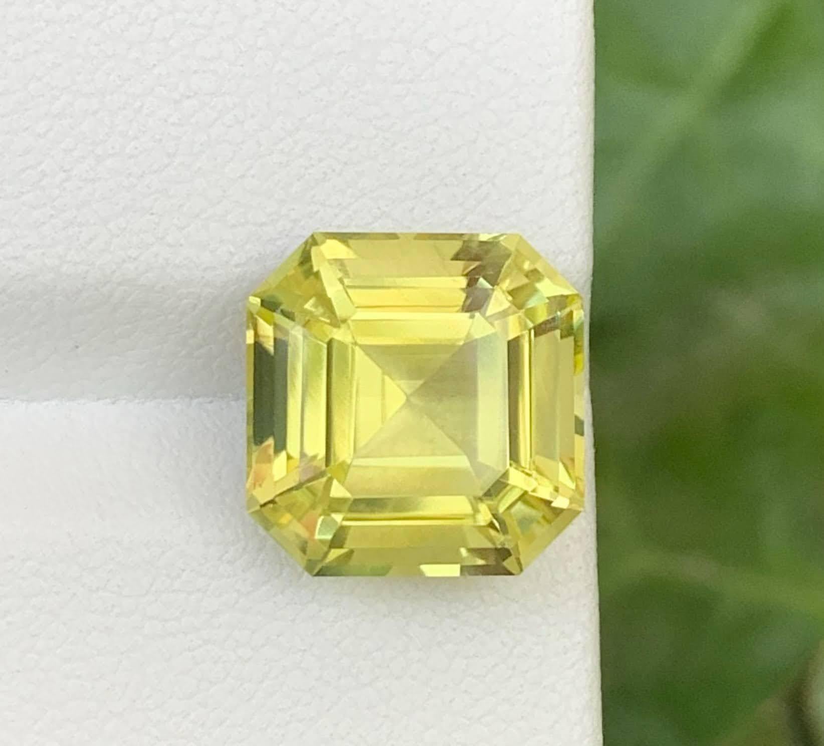 9,55 Karat Natürlicher Loser Gelber Zitronenquarz Stein Asscher Schliff Afrikanischer Edelstein für Damen oder Herren im Angebot