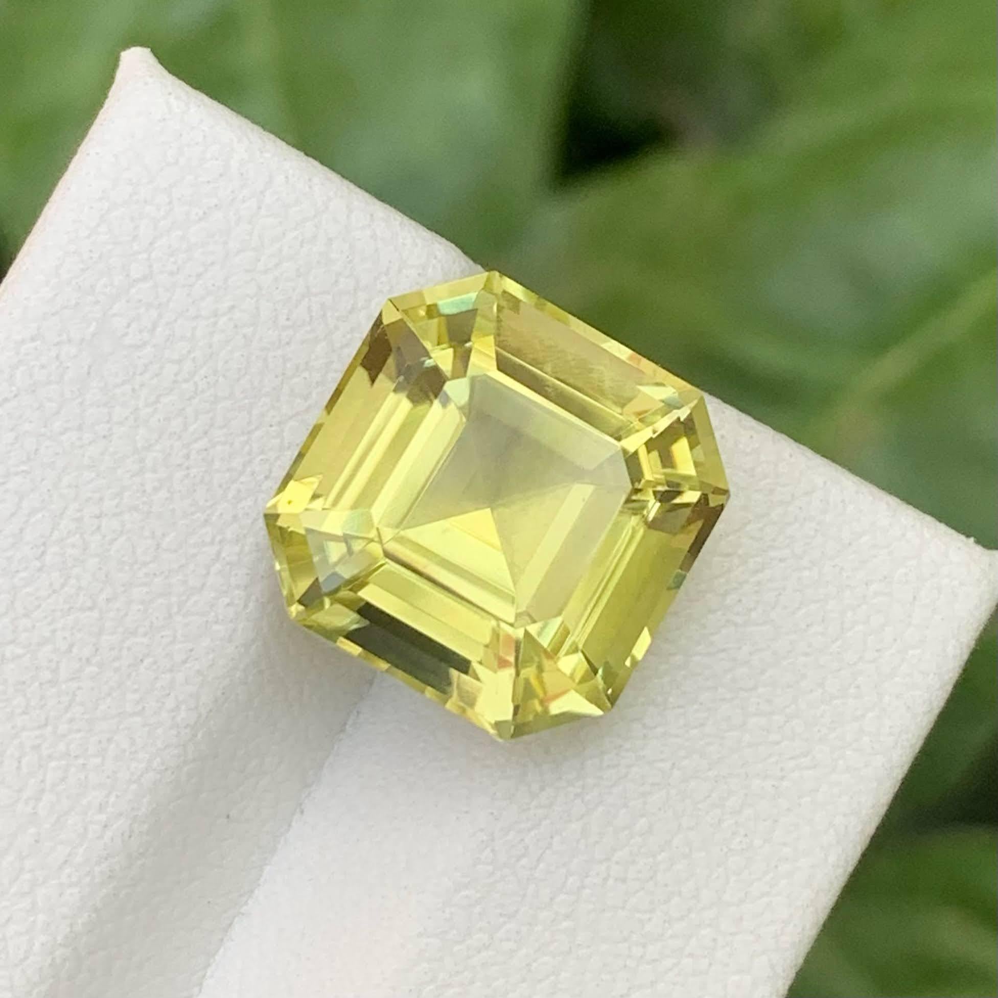 9,55 Karat Natürlicher Loser Gelber Zitronenquarz Stein Asscher Schliff Afrikanischer Edelstein im Angebot 1