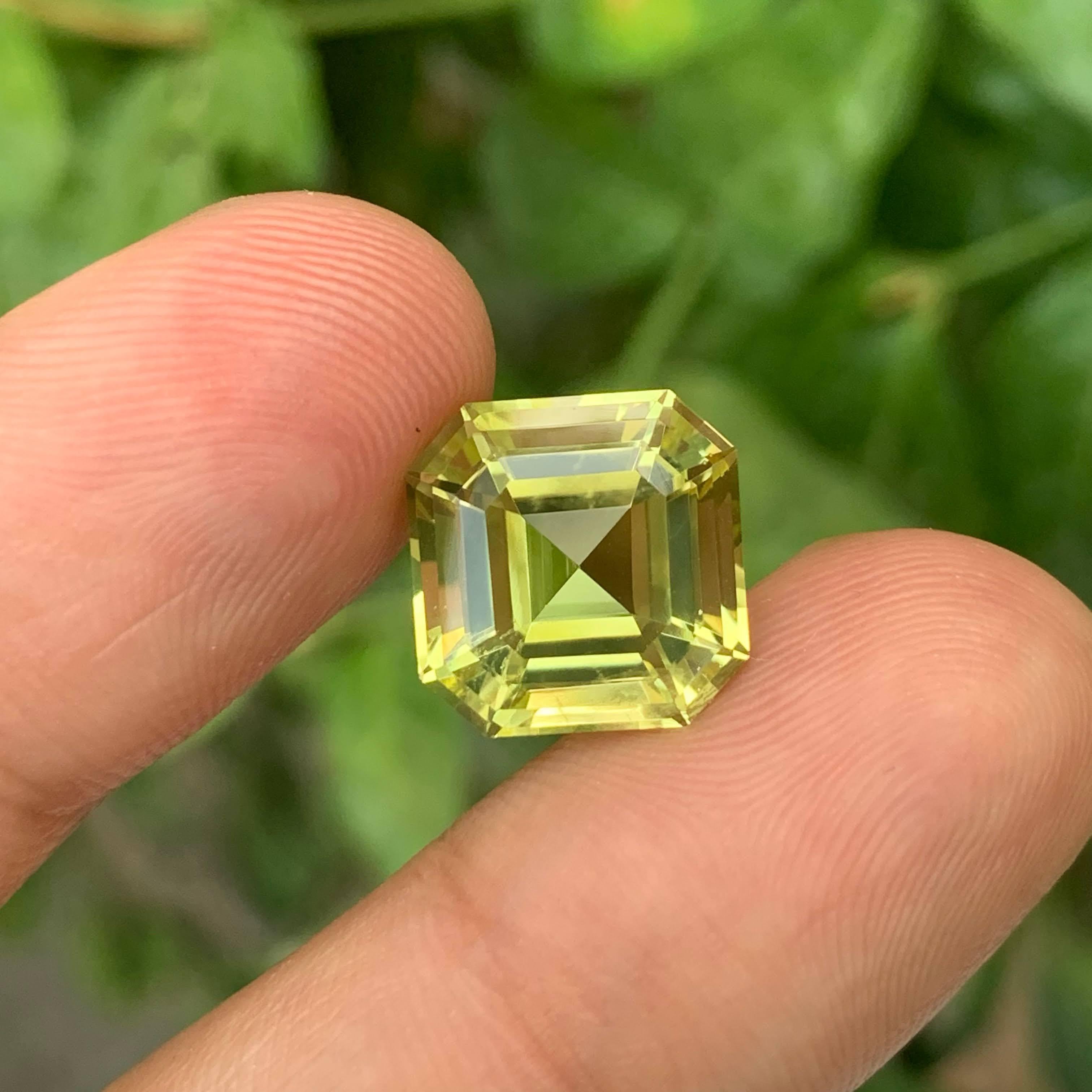 9,55 Karat Natürlicher Loser Gelber Zitronenquarz Stein Asscher Schliff Afrikanischer Edelstein im Angebot 2