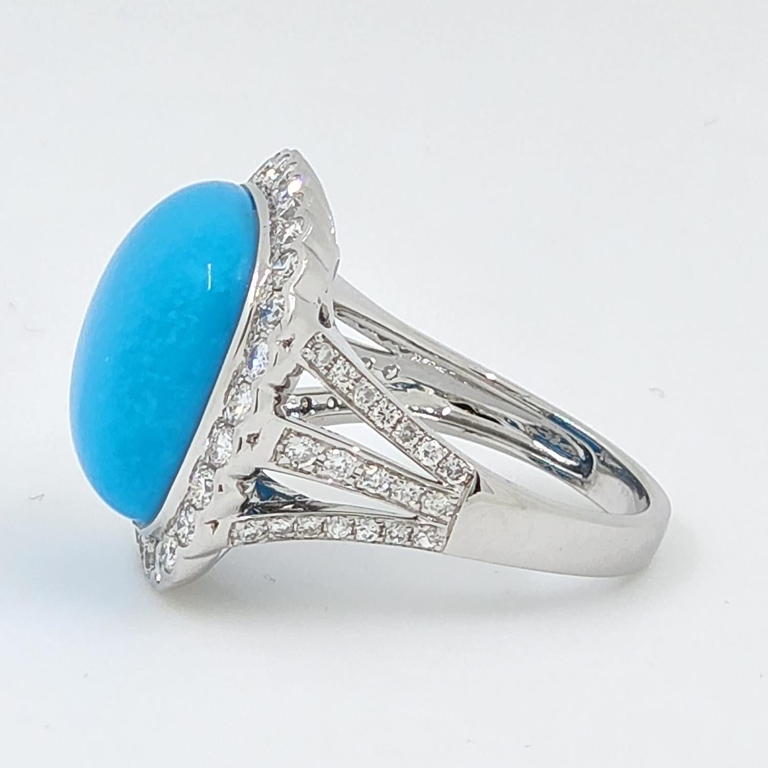 Modern 9.55 Carat Sleeping Beauty Turquoise Diamond Ring in 18 Karat White Gold