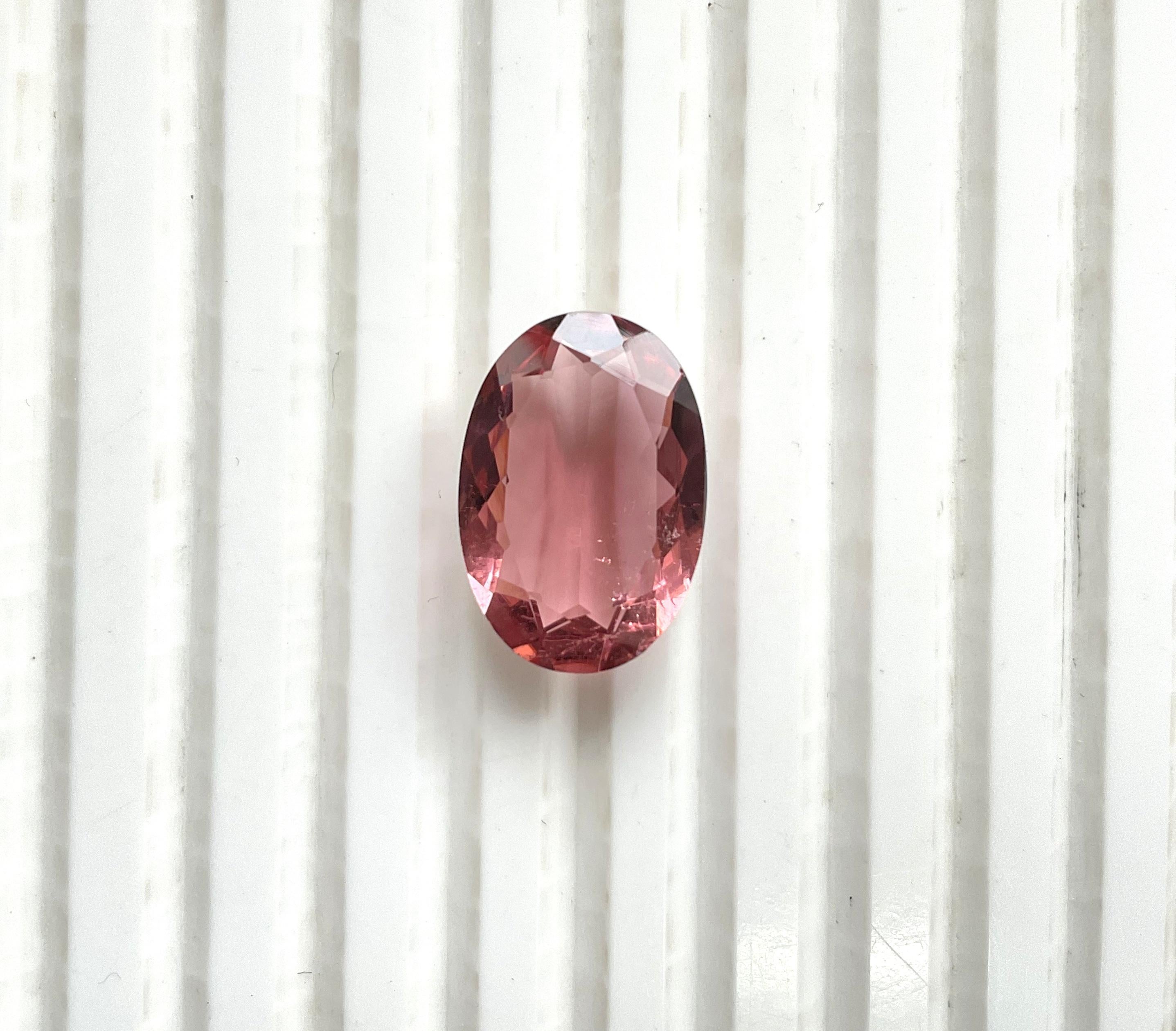 9.55 Carats Pink Tourmaline Oval Faceted cut stone Fine Jewelry Natural Gemstone In New Condition For Sale In Jaipur, RJ