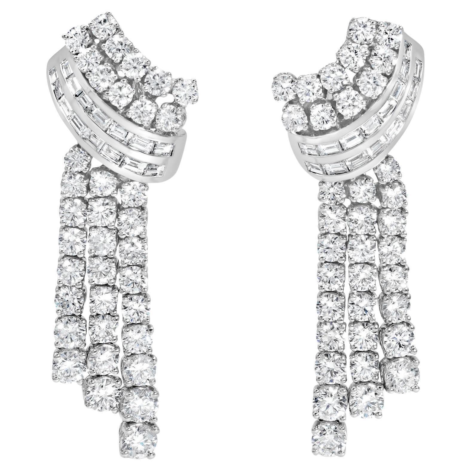 Roman Malakov 9.55 Carats Total Mixed-Cut Diamond Elegant Drop Earrings