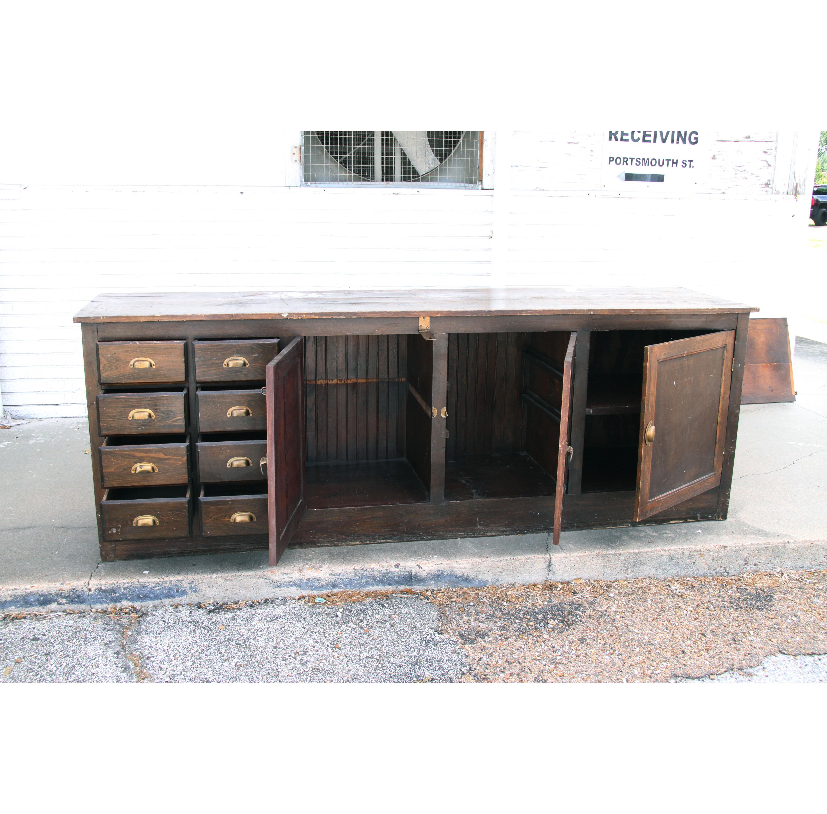 Industrial 95.5 Vintage  Retail Apothecary Cabinet 