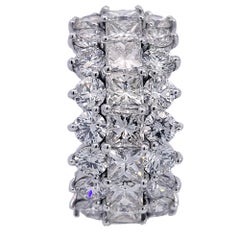 Sebastian Bernards 9.56 Ct 3 Row Round & Princess Diamond 18K Gold Eternity Ring