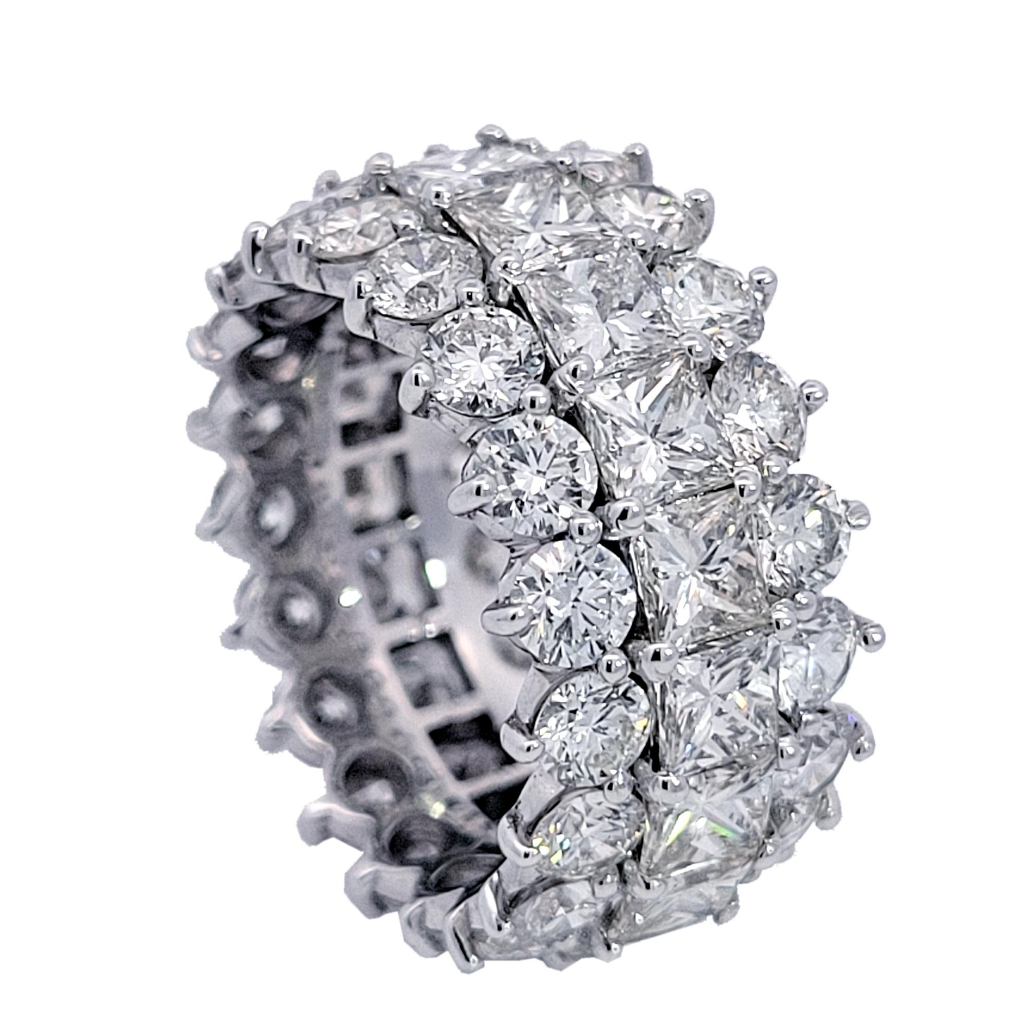 Sebastian Bernards 9,56 ct 3 file di diamanti rotondi e principeschi in oro 18 carati per l'eternità In condizioni Nuovo in vendita a Los Angeles, CA