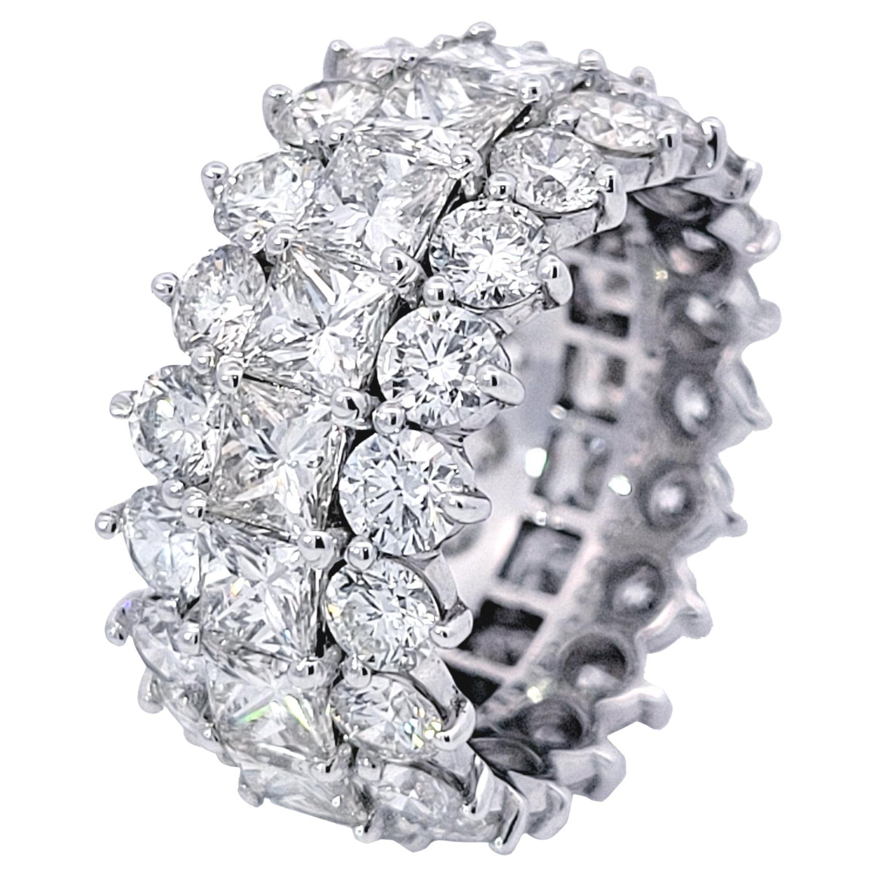 Sebastian Bernards 9,56 ct 3 file di diamanti rotondi e principeschi in oro 18 carati per l'eternità in vendita