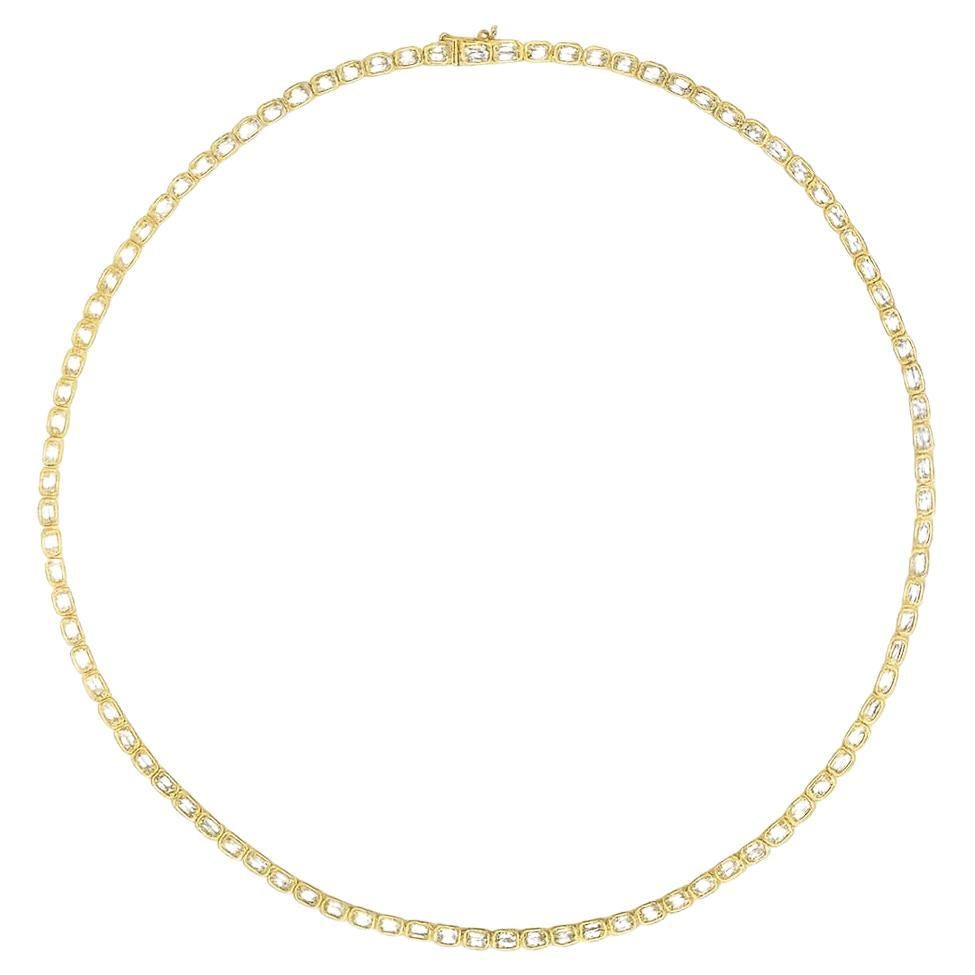 Collana Tennis con diamanti taglio smeraldo incastonati da 9,56 carati in oro giallo