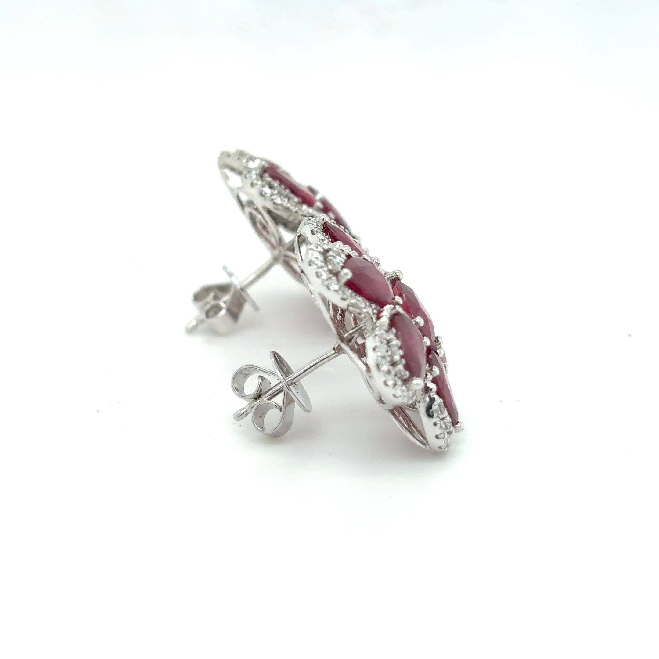 Boucles d'oreilles 9.56 carats Rubis Diamant taille poire en vente 4