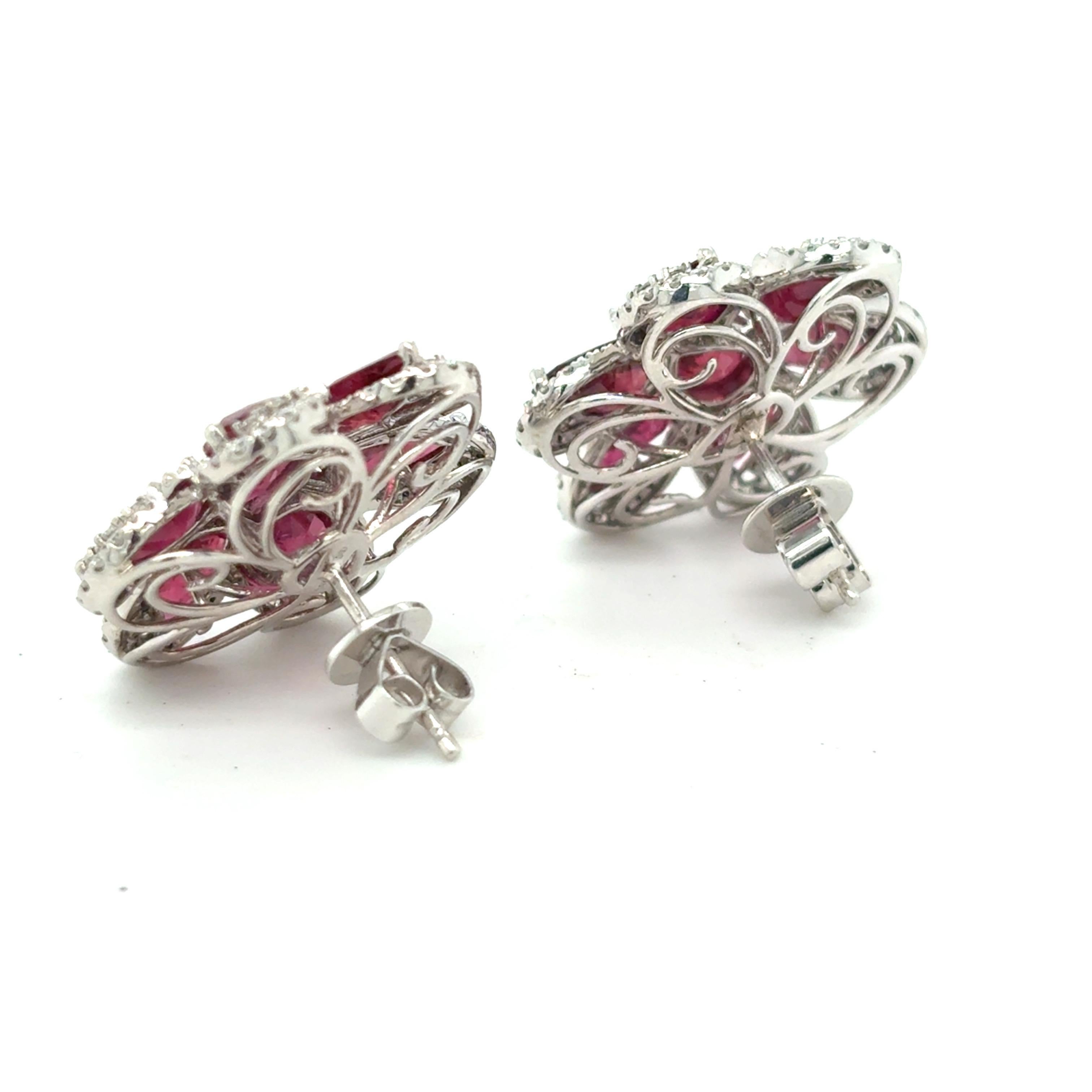 Boucles d'oreilles 9.56 carats Rubis Diamant taille poire Pour femmes en vente