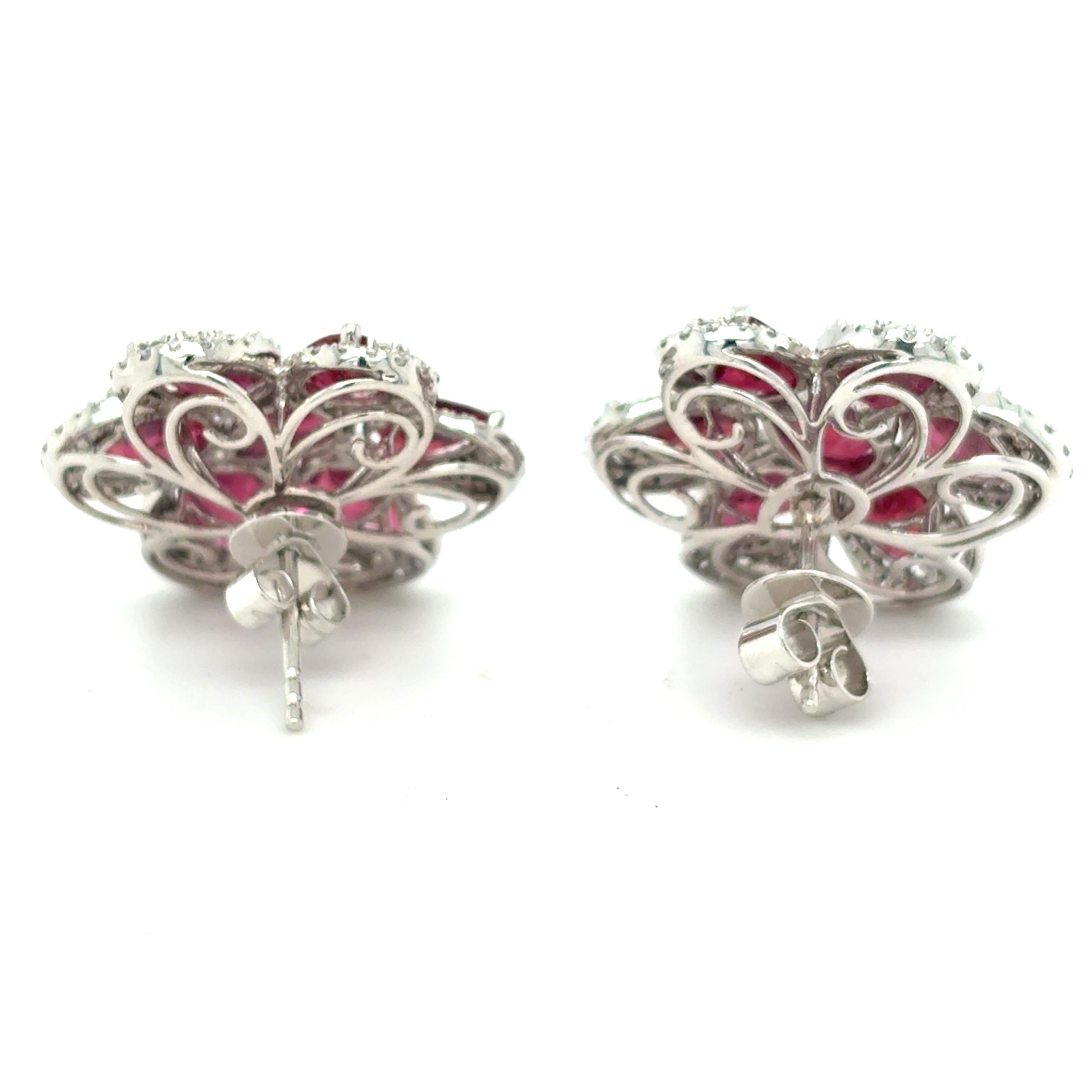 Boucles d'oreilles 9.56 carats Rubis Diamant taille poire en vente 1