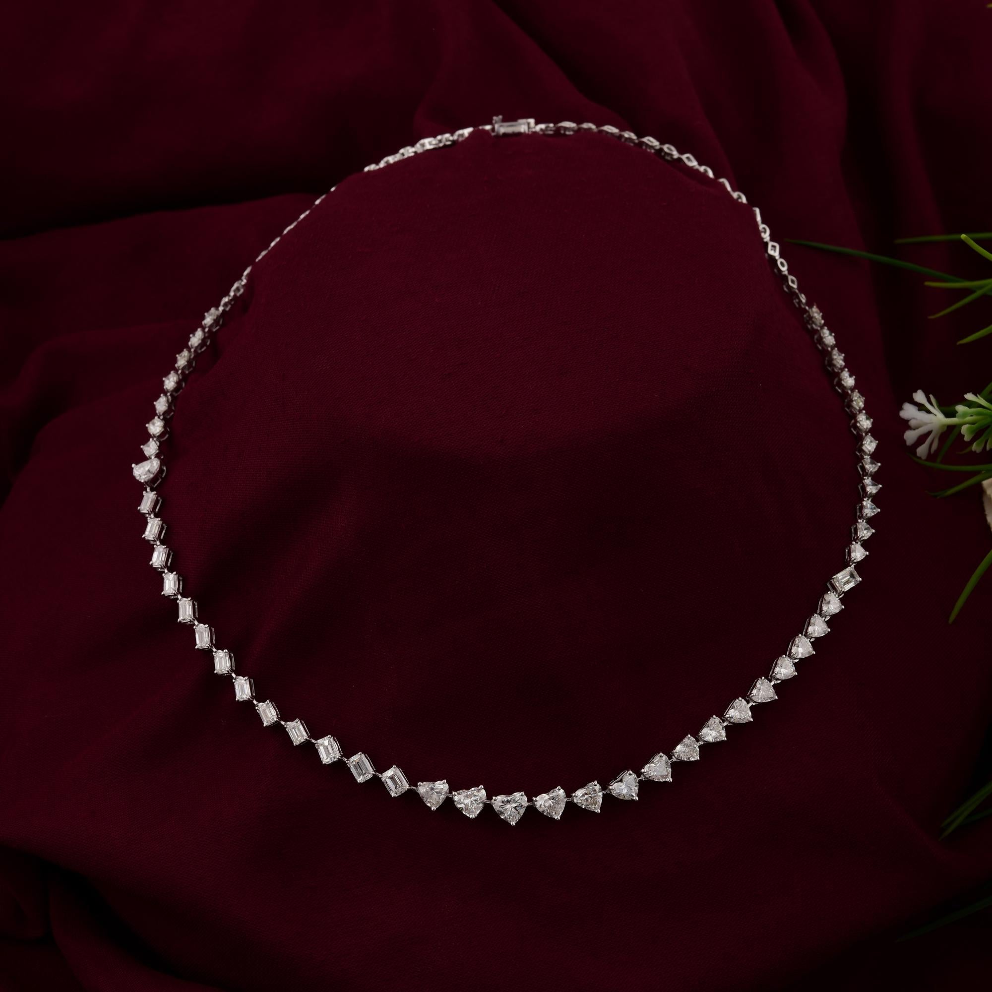 9.57 Carat SI/H Heart Emerald Cut Diamond Necklace 14 Karat White Gold Jewelry In New Condition For Sale In Diera, Dubai