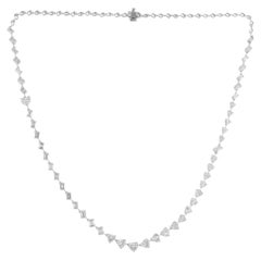 9.57 Carat SI/H Heart Emerald Cut Diamond Necklace 18 Karat White Gold Jewelry