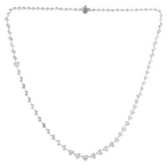 9.57 Carat SI/H Heart Emerald Cut Diamond Necklace 18 Karat White Gold Jewelry